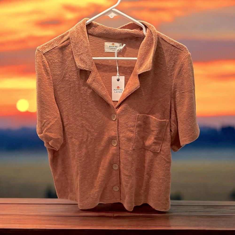 NWT Marine Layer ML Terry Out Resort Shirt in Sierra Size Large Retail $88 - Picture 3 of 7